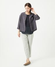 NGBGA21330 GIANNI LO GIUDICE(ジャンニ ロ ジュディチェ) [洗える]リネンストライプシャツブラウス ダークグレー