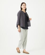 NGBGA21330 GIANNI LO GIUDICE(ジャンニ ロ ジュディチェ) [洗える]リネンストライプシャツブラウス ダークグレー