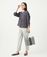 NGBGA21330 GIANNI LO GIUDICE(ジャンニ ロ ジュディチェ) [洗える]リネンストライプシャツブラウス ダークグレー