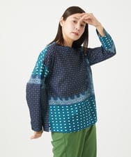 NGBGA22360 GIANNI LO GIUDICE(ジャンニ ロ ジュディチェ) [洗える]バンダナパネルプリントブラウス ネイビー