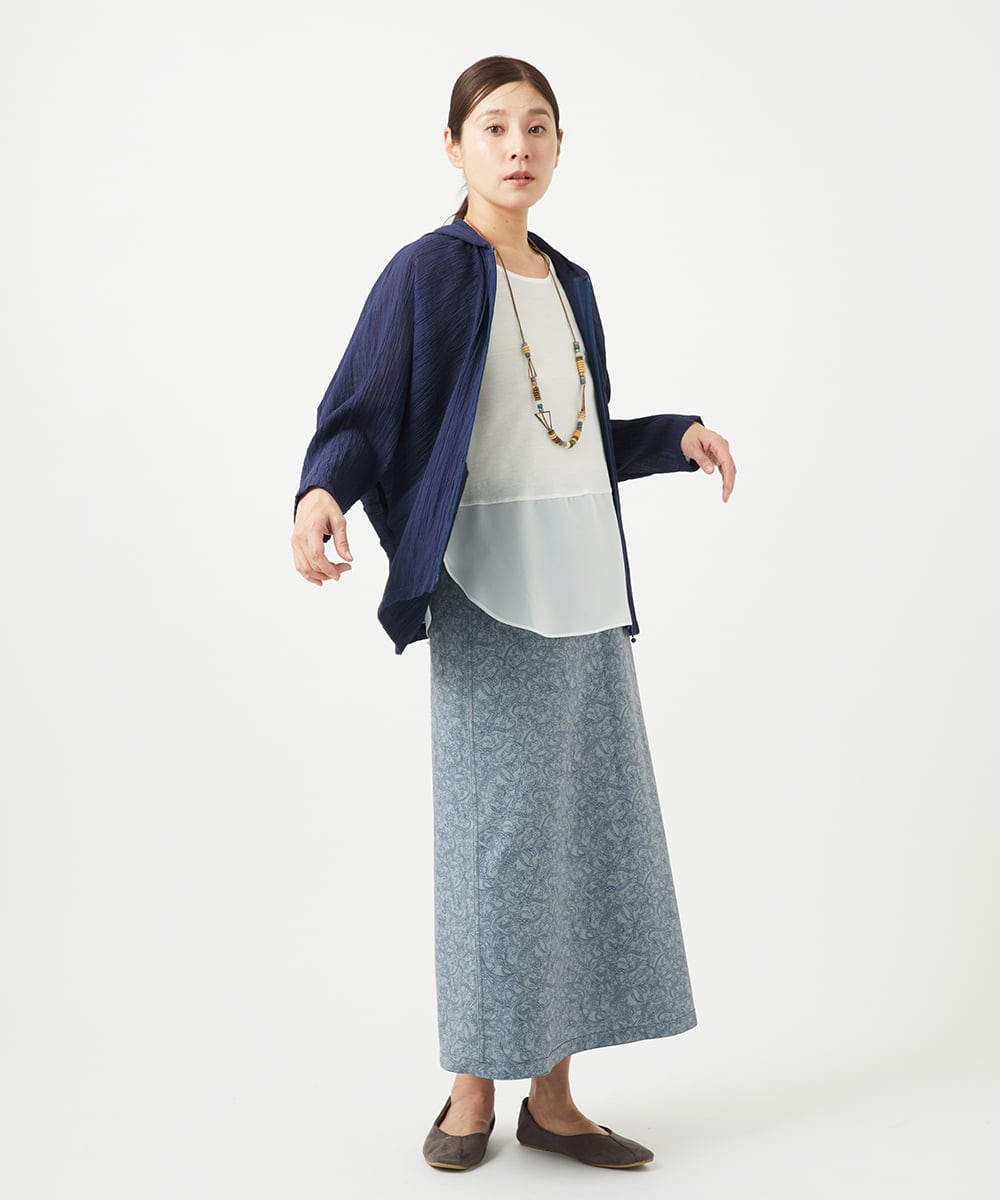 NGBGA23330 GIANNI LO GIUDICE(ジャンニ ロ ジュディチェ) [洗える]コットン楊柳ラグランスリーブフーディー ネイビー