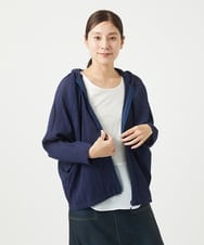 NGBGA23330 GIANNI LO GIUDICE(ジャンニ ロ ジュディチェ) [洗える]コットン楊柳ラグランスリーブフーディー ネイビー