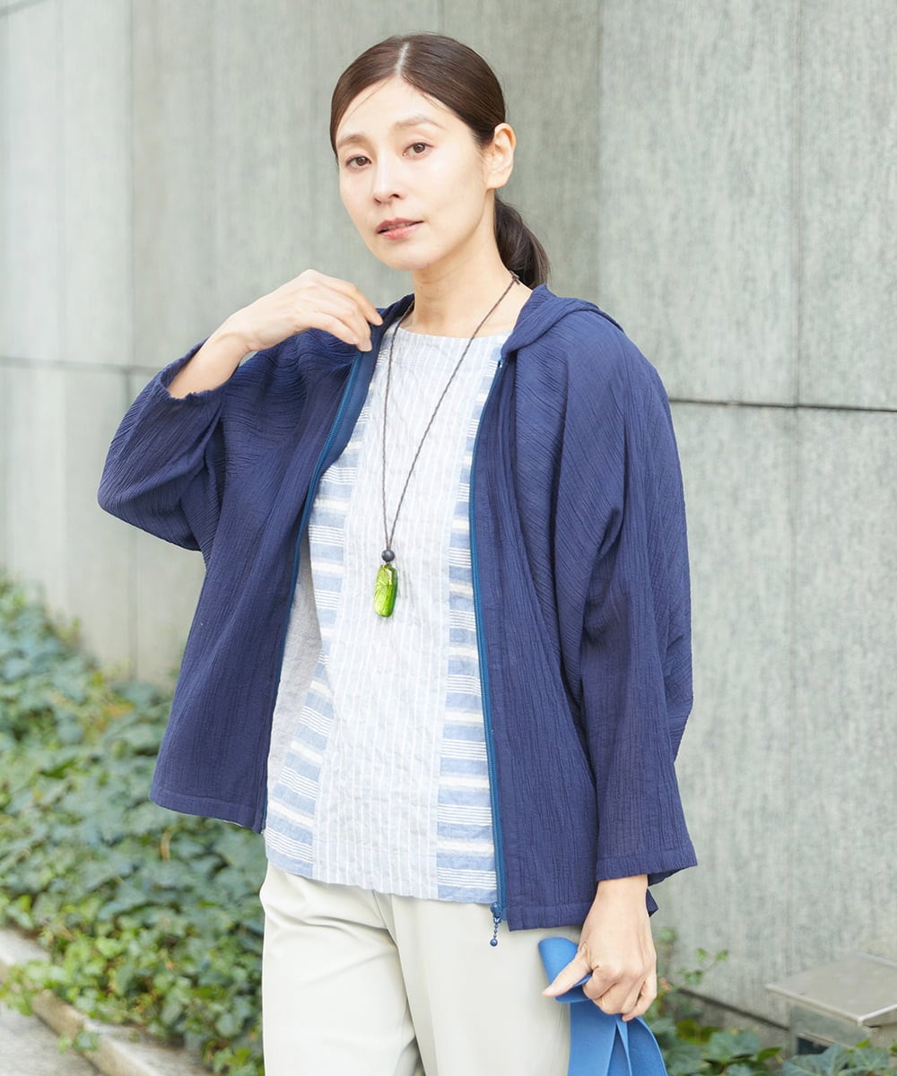 NGBGA23330 GIANNI LO GIUDICE [洗える]コットン楊柳ラグランスリーブフーディー