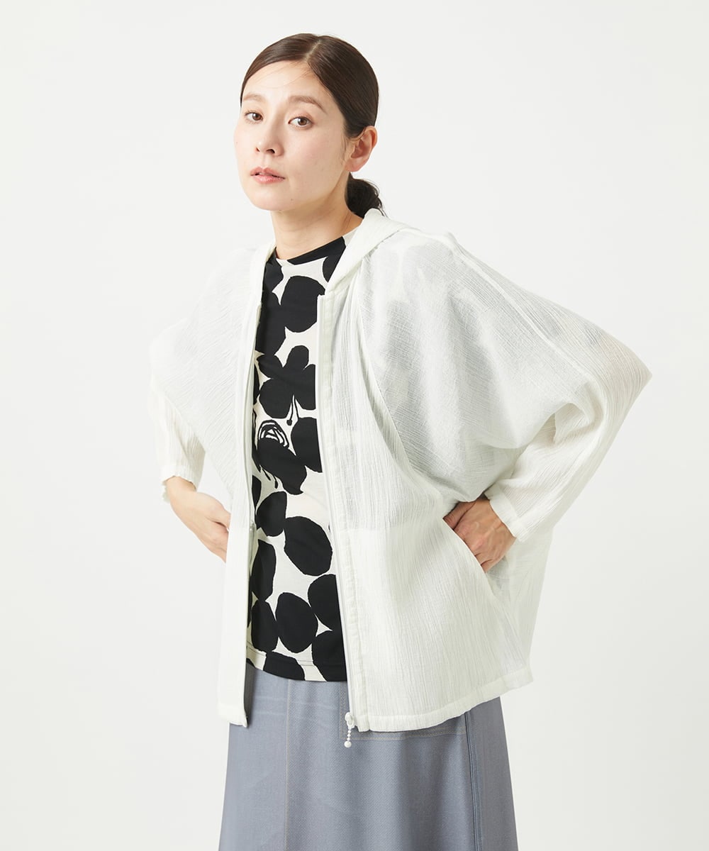 NGBGA23330 GIANNI LO GIUDICE [洗える]コットン楊柳ラグランスリーブフーディー