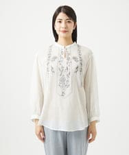 NGBGA32330 GIANNI LO GIUDICE(ジャンニ ロ ジュディチェ) [洗える]コットンガーゼ刺繍ブラウス ホワイト