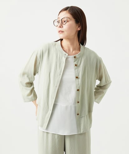 NGBGA42270 GIANNI LO GIUDICE [洗える]ポリエステルレーヨンプレーンウェーブシャツブラウス