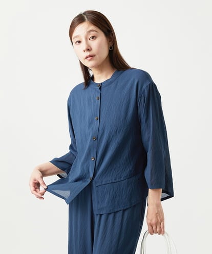 NGBGA42270 GIANNI LO GIUDICE [洗える]ポリエステルレーヨンプレーンウェーブシャツブラウス