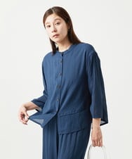 NGBGA42270 GIANNI LO GIUDICE(ジャンニ ロ ジュディチェ) [洗える]ポリエステルレーヨンプレーンウェーブシャツブラウス ネイビー