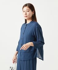 NGBGA42270 GIANNI LO GIUDICE(ジャンニ ロ ジュディチェ) [洗える]ポリエステルレーヨンプレーンウェーブシャツブラウス ネイビー