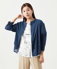 NGBGA42270 GIANNI LO GIUDICE(ジャンニ ロ ジュディチェ) [洗える]ポリエステルレーヨンプレーンウェーブシャツブラウス ネイビー