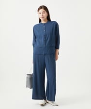 NGBGA42270 GIANNI LO GIUDICE(ジャンニ ロ ジュディチェ) [洗える]ポリエステルレーヨンプレーンウェーブシャツブラウス ネイビー