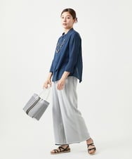 NGBGA42270 GIANNI LO GIUDICE(ジャンニ ロ ジュディチェ) [洗える]ポリエステルレーヨンプレーンウェーブシャツブラウス ネイビー