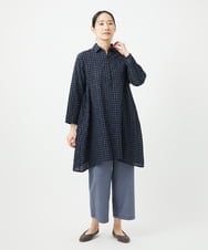 NGBGC07270 GIANNI LO GIUDICE(ジャンニ ロ ジュディチェ) [洗える]塩縮ドットチュニックブラウス ブルー