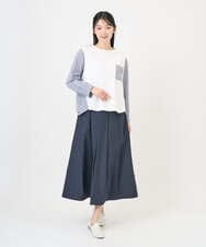 NGBGD20270 GIANNI LO GIUDICE(ジャンニ ロ ジュディチェ) [洗える]ストライプキャッチワッシャーＴブラウス ネイビー×ホワイト