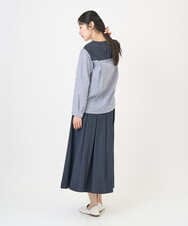 NGBGD20270 GIANNI LO GIUDICE(ジャンニ ロ ジュディチェ) [洗える]ストライプキャッチワッシャーＴブラウス ネイビー×ホワイト