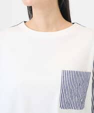 NGBGD20270 GIANNI LO GIUDICE(ジャンニ ロ ジュディチェ) [洗える]ストライプキャッチワッシャーＴブラウス ネイビー×ホワイト