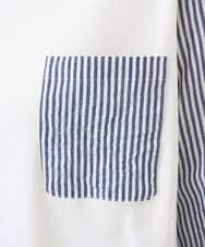 NGBGD20270 GIANNI LO GIUDICE(ジャンニ ロ ジュディチェ) [洗える]ストライプキャッチワッシャーＴブラウス ネイビー×ホワイト