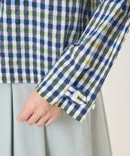 NGBGD23250 GIANNI LO GIUDICE(ジャンニ ロ ジュディチェ) [洗える]塩縮ギンガムプリントブラウス ブルー×グリーン