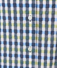 NGBGD23250 GIANNI LO GIUDICE(ジャンニ ロ ジュディチェ) [洗える]塩縮ギンガムプリントブラウス ブルー×グリーン