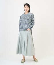 NGBGD23250 GIANNI LO GIUDICE(ジャンニ ロ ジュディチェ) [洗える]塩縮ギンガムプリントブラウス ブルー×グリーン