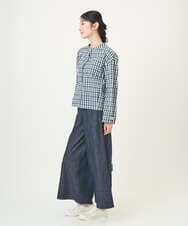 NGBGD23250 GIANNI LO GIUDICE(ジャンニ ロ ジュディチェ) [洗える]塩縮ギンガムプリントブラウス ブルー×グリーン