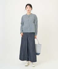 NGBGD23250 GIANNI LO GIUDICE(ジャンニ ロ ジュディチェ) [洗える]塩縮ギンガムプリントブラウス ブルー×グリーン