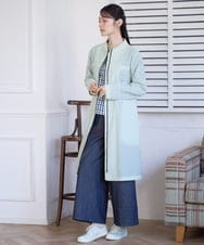 NGBGD23250 GIANNI LO GIUDICE(ジャンニ ロ ジュディチェ) [洗える]塩縮ギンガムプリントブラウス ブルー×グリーン