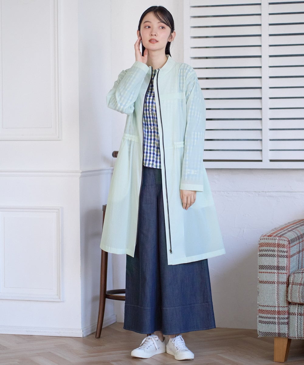 NGBGD23250 GIANNI LO GIUDICE(ジャンニ ロ ジュディチェ) [洗える]塩縮ギンガムプリントブラウス ブルー×グリーン