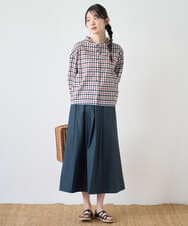 NGBGD23250 GIANNI LO GIUDICE(ジャンニ ロ ジュディチェ) [洗える]塩縮ギンガムプリントブラウス ブルー×グリーン