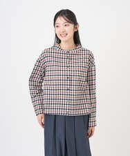 NGBGD23250 GIANNI LO GIUDICE(ジャンニ ロ ジュディチェ) [洗える]塩縮ギンガムプリントブラウス ブルー×グリーン