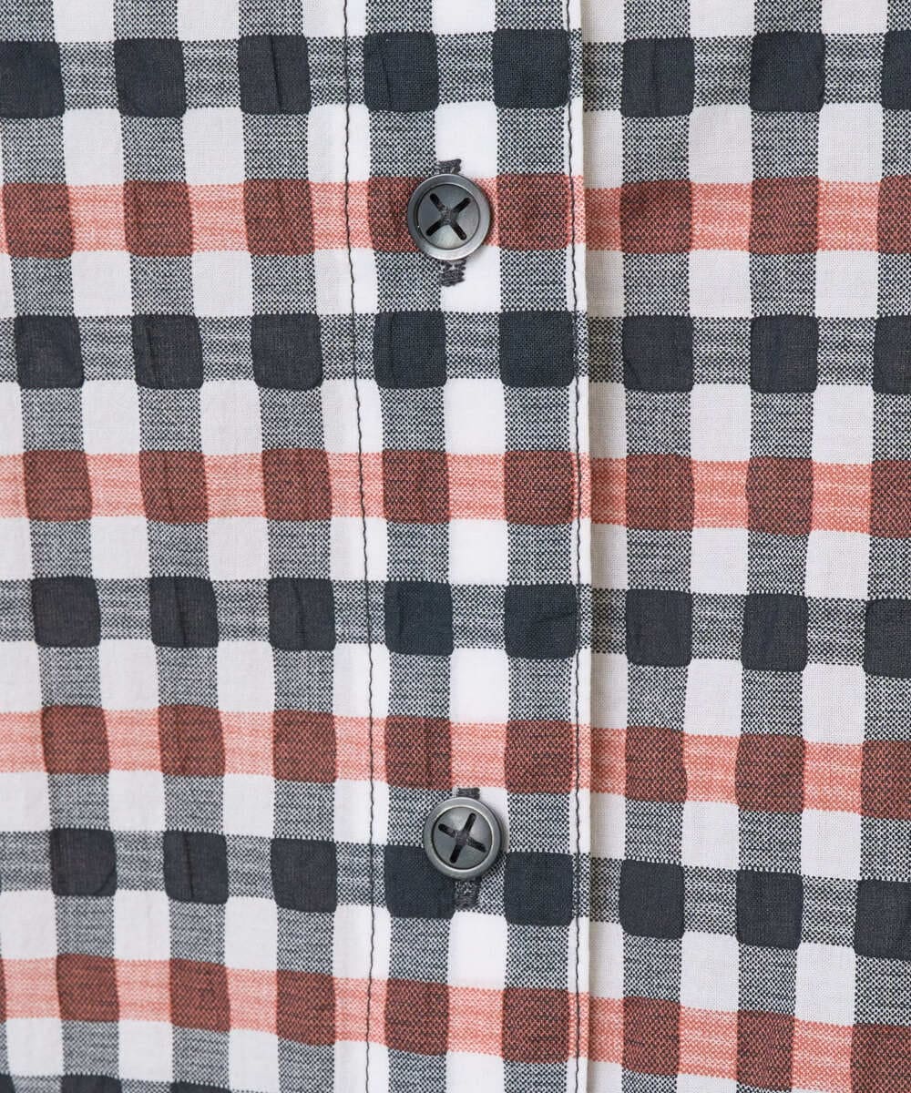 NGBGD23250 GIANNI LO GIUDICE(ジャンニ ロ ジュディチェ) [洗える]塩縮ギンガムプリントブラウス ブルー×グリーン