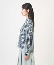 NGBGD23250 GIANNI LO GIUDICE(ジャンニ ロ ジュディチェ) [洗える]塩縮ギンガムプリントブラウス ブルー×グリーン