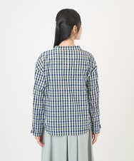 NGBGD23250 GIANNI LO GIUDICE(ジャンニ ロ ジュディチェ) [洗える]塩縮ギンガムプリントブラウス ブルー×グリーン