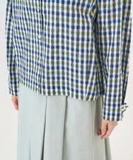 NGBGD23250 GIANNI LO GIUDICE(ジャンニ ロ ジュディチェ) [洗える]塩縮ギンガムプリントブラウス ブルー×グリーン