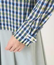 NGBGD23250 GIANNI LO GIUDICE(ジャンニ ロ ジュディチェ) [洗える]塩縮ギンガムプリントブラウス ブルー×グリーン