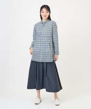 NGBGD24270 GIANNI LO GIUDICE(ジャンニ ロ ジュディチェ) [洗える]塩縮ギンガムプリントチュニックブラウス ブルー×グリーン