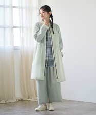 NGBGD24270 GIANNI LO GIUDICE(ジャンニ ロ ジュディチェ) [洗える]塩縮ギンガムプリントチュニックブラウス ブルー×グリーン