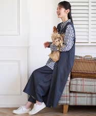 NGBGD24270 GIANNI LO GIUDICE(ジャンニ ロ ジュディチェ) [洗える]塩縮ギンガムプリントチュニックブラウス ブルー×グリーン