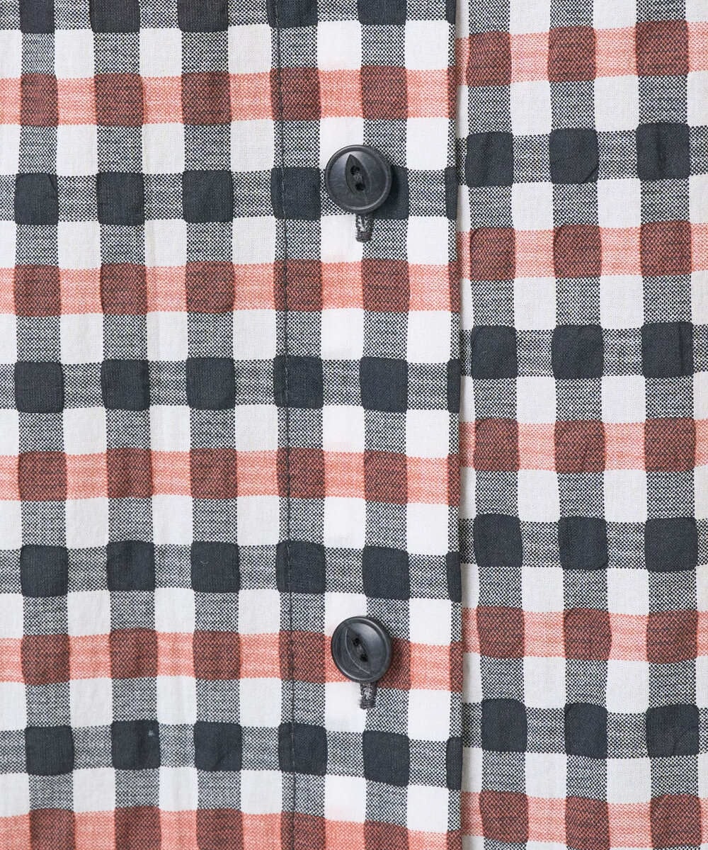 NGBGD24270 GIANNI LO GIUDICE(ジャンニ ロ ジュディチェ) [洗える]塩縮ギンガムプリントチュニックブラウス ブルー×グリーン