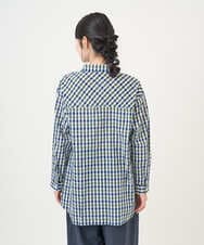 NGBGD24270 GIANNI LO GIUDICE(ジャンニ ロ ジュディチェ) [洗える]塩縮ギンガムプリントチュニックブラウス ブルー×グリーン