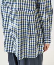 NGBGD24270 GIANNI LO GIUDICE(ジャンニ ロ ジュディチェ) [洗える]塩縮ギンガムプリントチュニックブラウス ブルー×グリーン