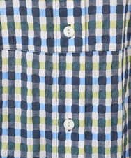 NGBGD24270 GIANNI LO GIUDICE(ジャンニ ロ ジュディチェ) [洗える]塩縮ギンガムプリントチュニックブラウス ブルー×グリーン