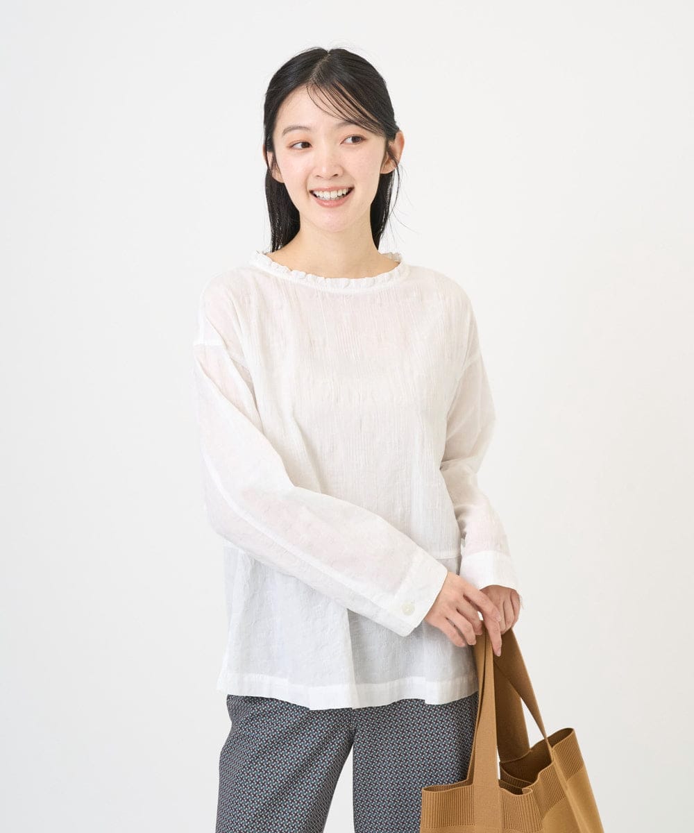 NGBGD31290 GIANNI LO GIUDICE(ジャンニ ロ ジュディチェ) [洗える]シャドーボイルドットブラウス ホワイト