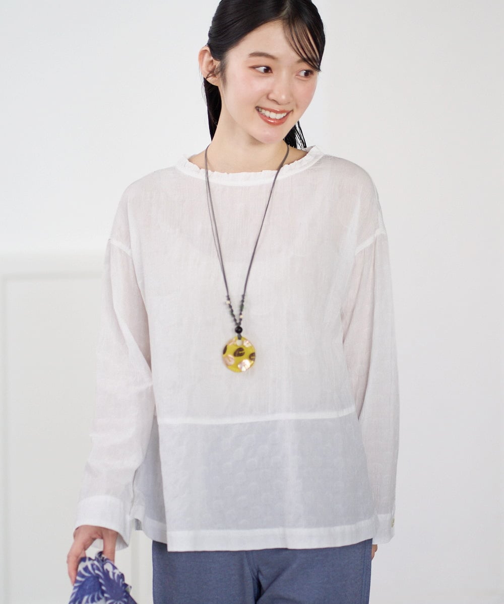 NGBGD31290 GIANNI LO GIUDICE(ジャンニ ロ ジュディチェ) [洗える]シャドーボイルドットブラウス ホワイト