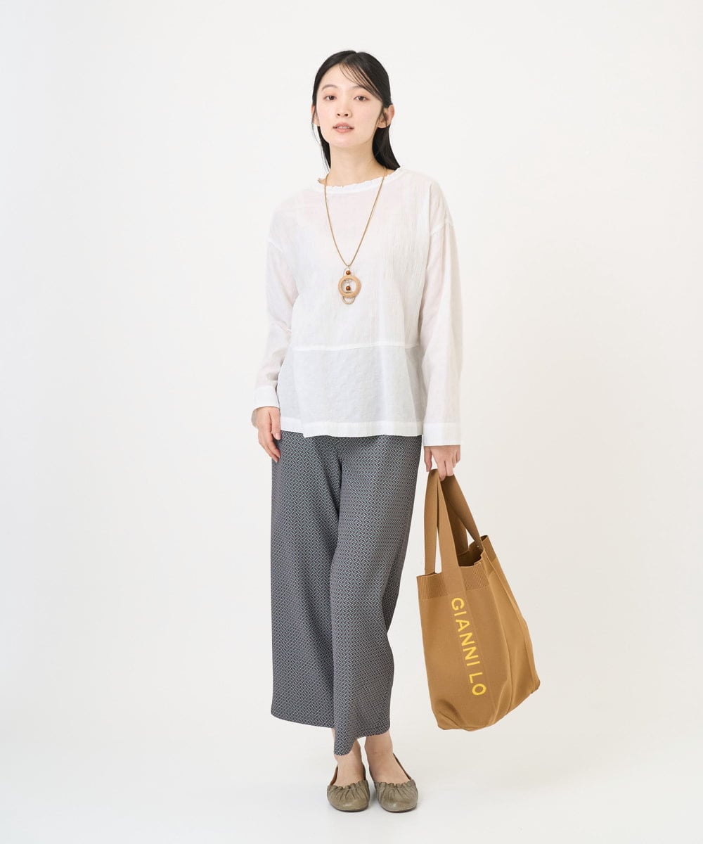 NGBGD31290 GIANNI LO GIUDICE(ジャンニ ロ ジュディチェ) [洗える]シャドーボイルドットブラウス ホワイト