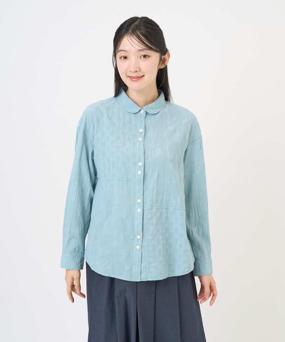 NGBGD32330 GIANNI LO GIUDICE(ジャンニ ロ ジュディチェ) [洗える]シャドーボイルドット前開きブラウス ライトブルー