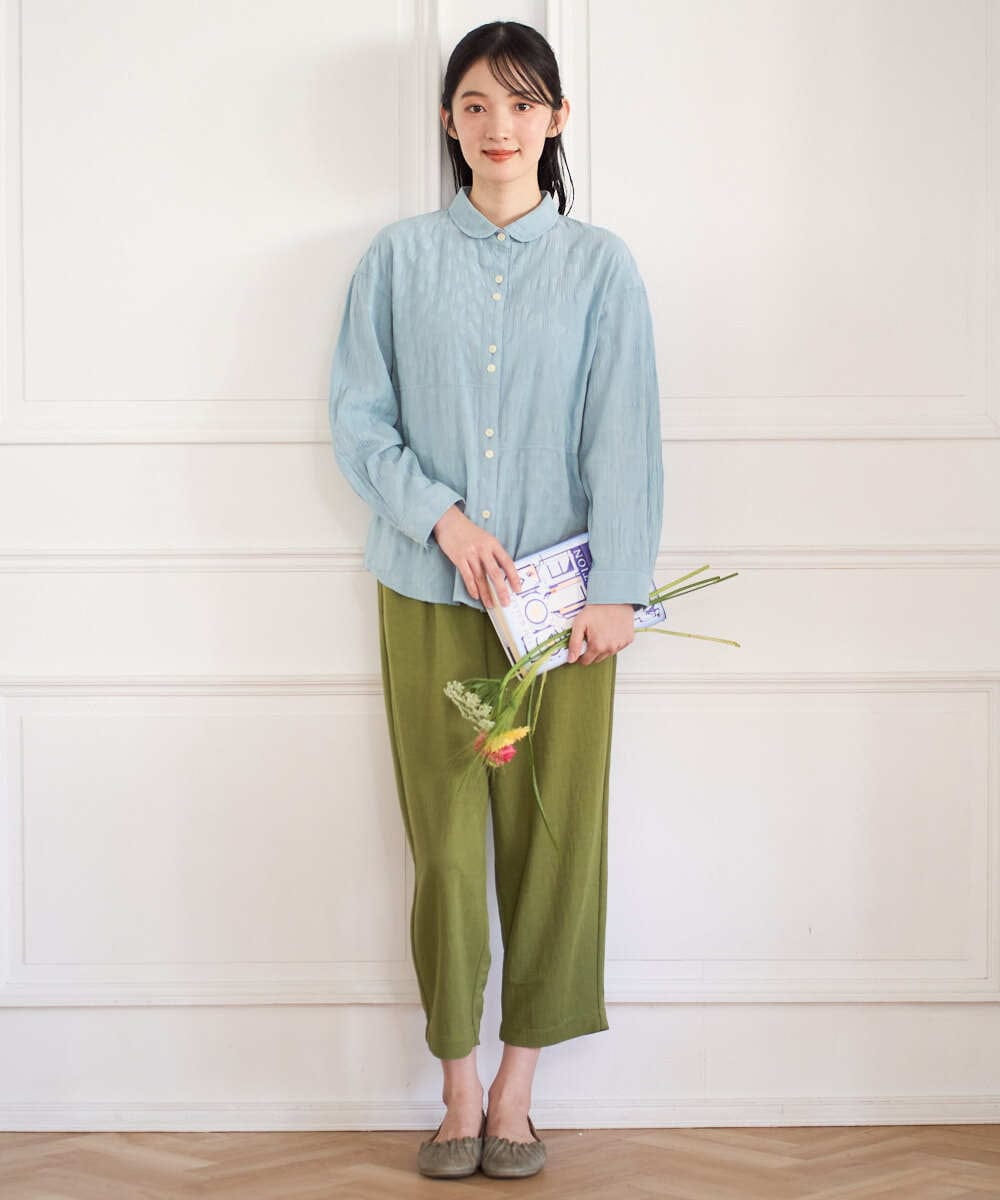 NGBGD32330 GIANNI LO GIUDICE(ジャンニ ロ ジュディチェ) [洗える]シャドーボイルドット前開きブラウス ライトブルー