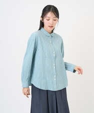 NGBGD32330 GIANNI LO GIUDICE(ジャンニ ロ ジュディチェ) [洗える]シャドーボイルドット前開きブラウス ライトブルー