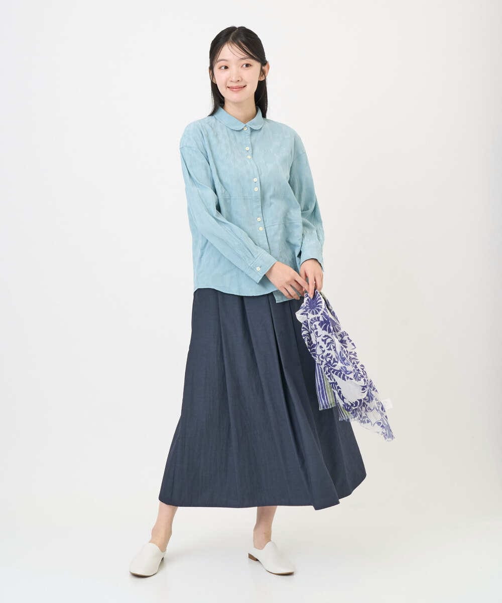 NGBGD32330 GIANNI LO GIUDICE(ジャンニ ロ ジュディチェ) [洗える]シャドーボイルドット前開きブラウス ライトブルー