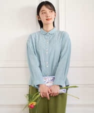 NGBGD32330 GIANNI LO GIUDICE(ジャンニ ロ ジュディチェ) [洗える]シャドーボイルドット前開きブラウス ライトブルー